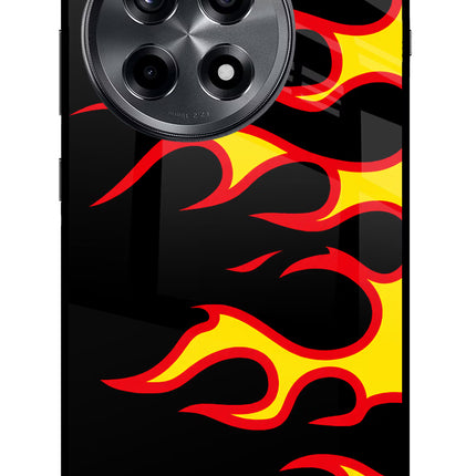 Side Sweep Flames OnePlus 12R Glass Case Back Cover by Casekaro
