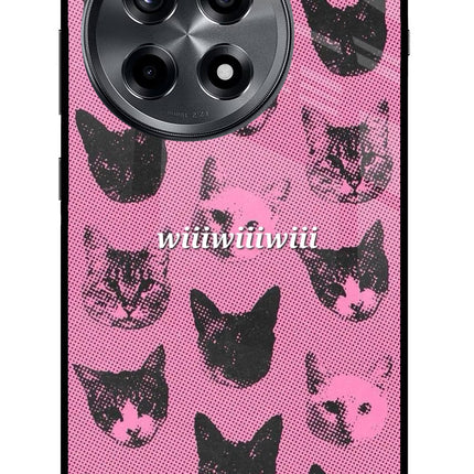 Pink Cats OnePlus 12R Glass Case Back Cover by Casekaro