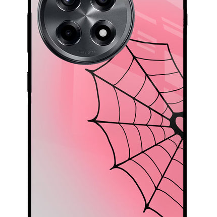 Pink Web OnePlus 12R Glass Case Back Cover by Casekaro