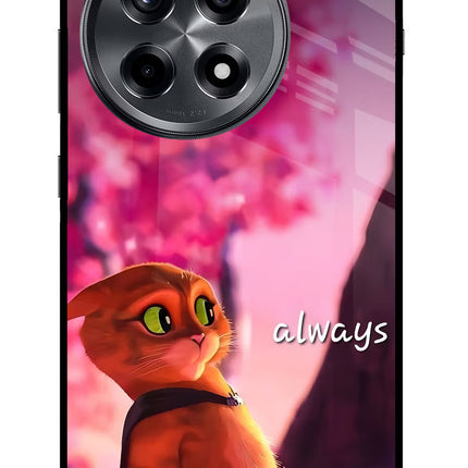 Always Cat OnePlus 12R Glass Case Back Cover by Casekaro