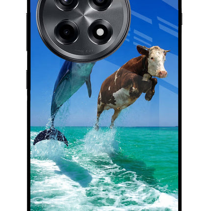 Dolphin vs Cow OnePlus 12R Glass Case Back Cover by Casekaro