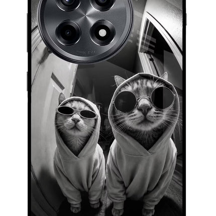 Hood Cats OnePlus 12R Glass Case Back Cover by Casekaro