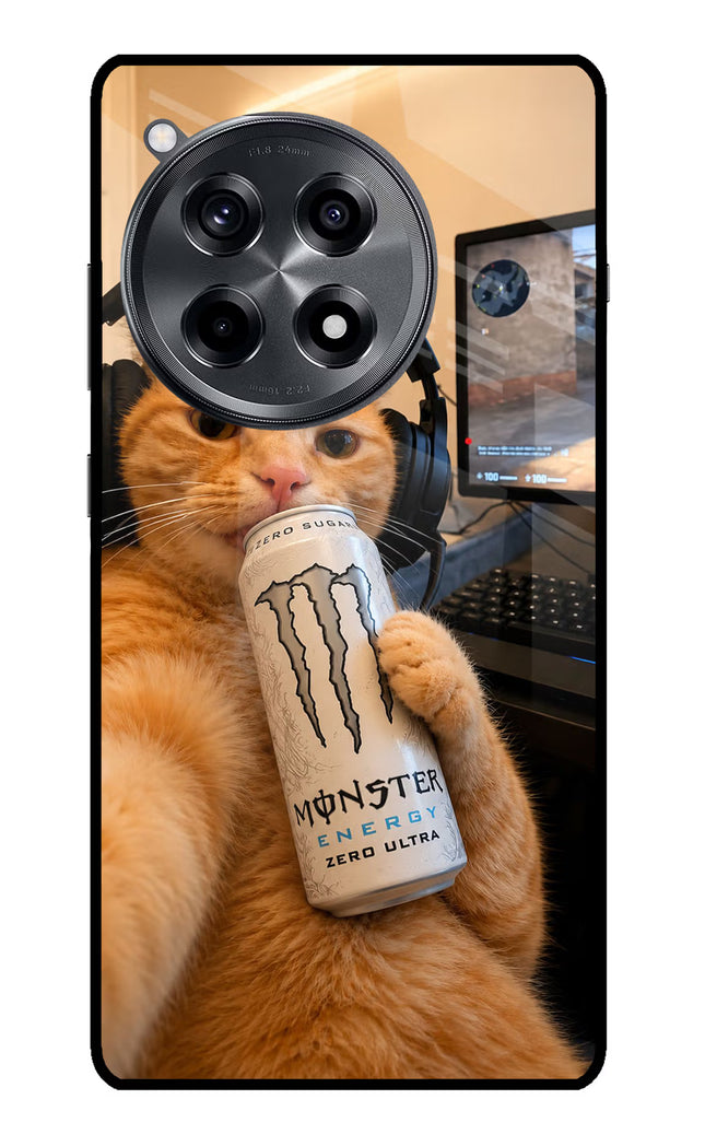 Gamer Cat Energy OnePlus 12R Glass Case