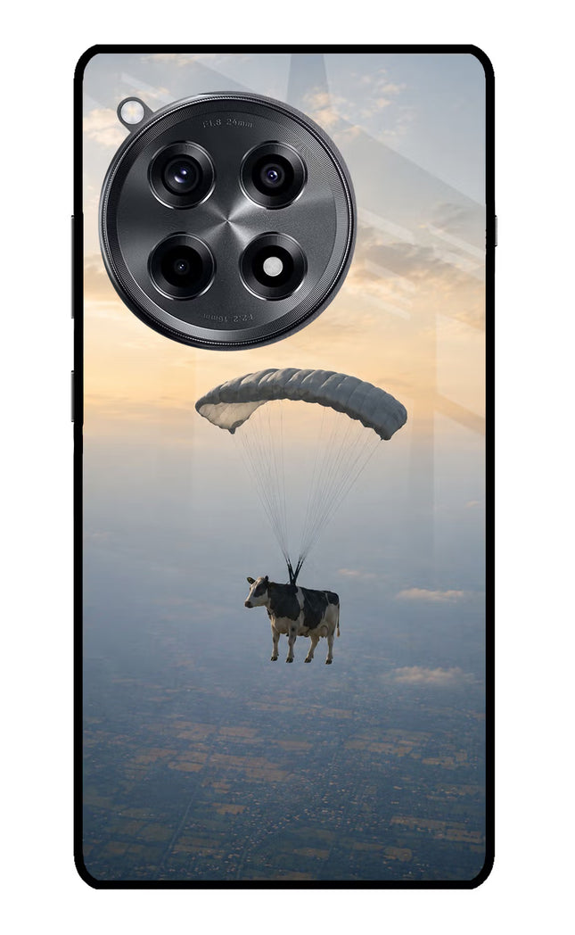 Skydiving Cow OnePlus 12R Glass Case