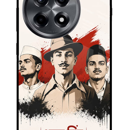 Bhagat Singh Trio OnePlus 12R Glass Case Back Cover by Casekaro