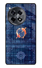 Koi Blue OnePlus 12R Glass Case Back Cover by Casekaro
