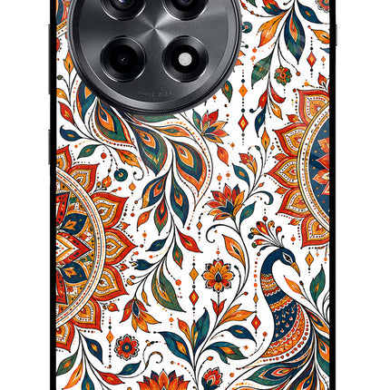 White Mayura OnePlus 12R Glass Case