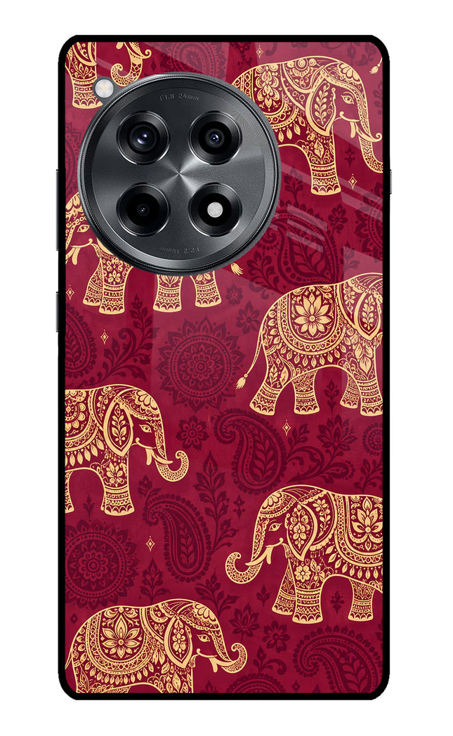 Maroon Elephant OnePlus 12R Glass Case