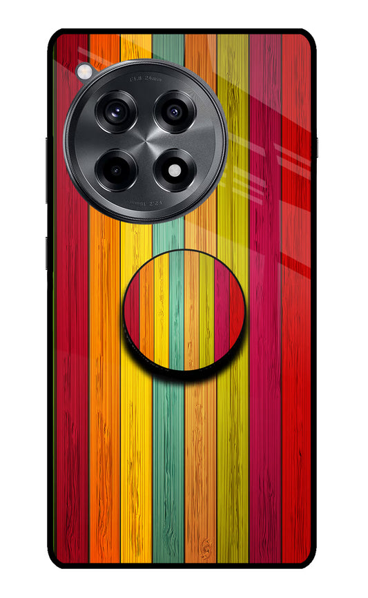 Multicolor Wooden OnePlus 12R Glass Case