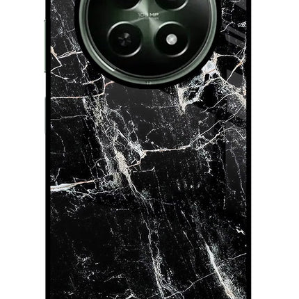 Black Marble Texture Realme 12 5G Glass Case