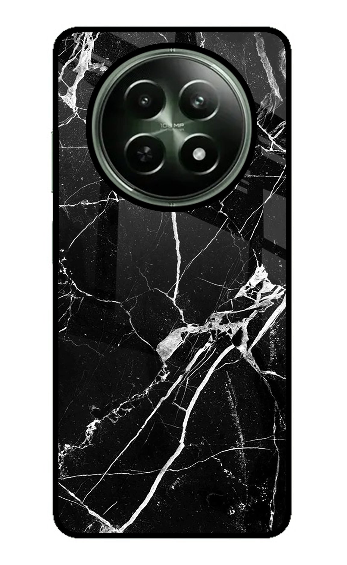 Black Marble Pattern Realme 12 5G Glass Case