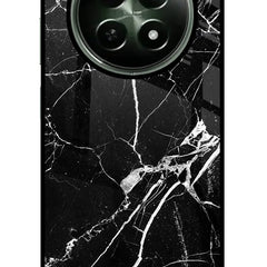 Black Marble Pattern Realme 12 5G Glass Case