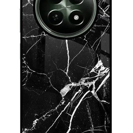 Black Marble Pattern Realme 12 5G Glass Case
