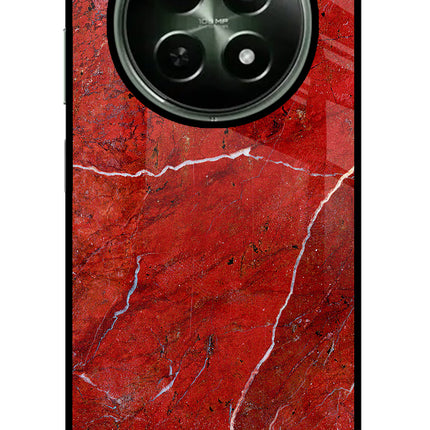 Red Marble Design Realme 12 5G Glass Case