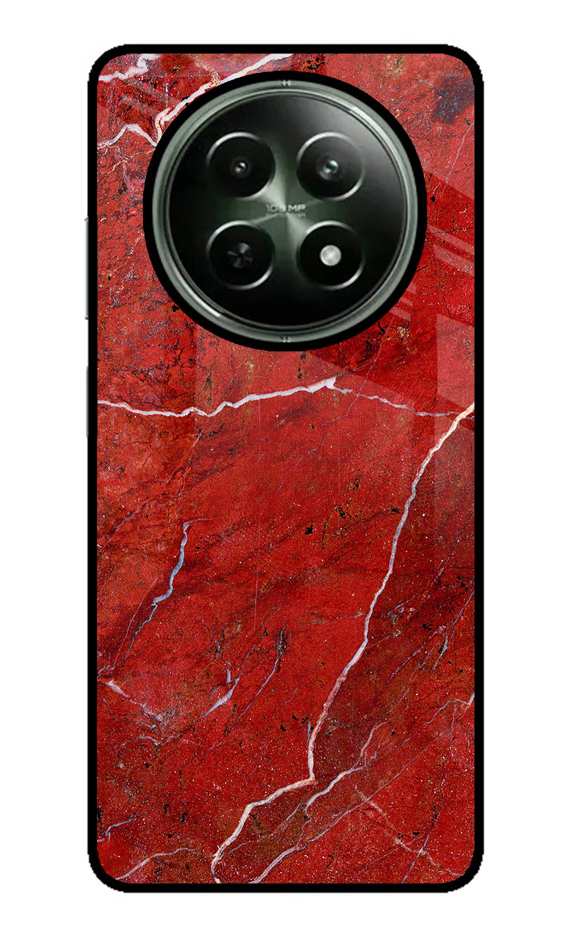 Red Marble Design Realme 12 5G Glass Case Back Cover by Casekaro