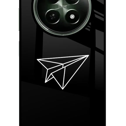 Paper Plane White Realme 12 5G Glass Case