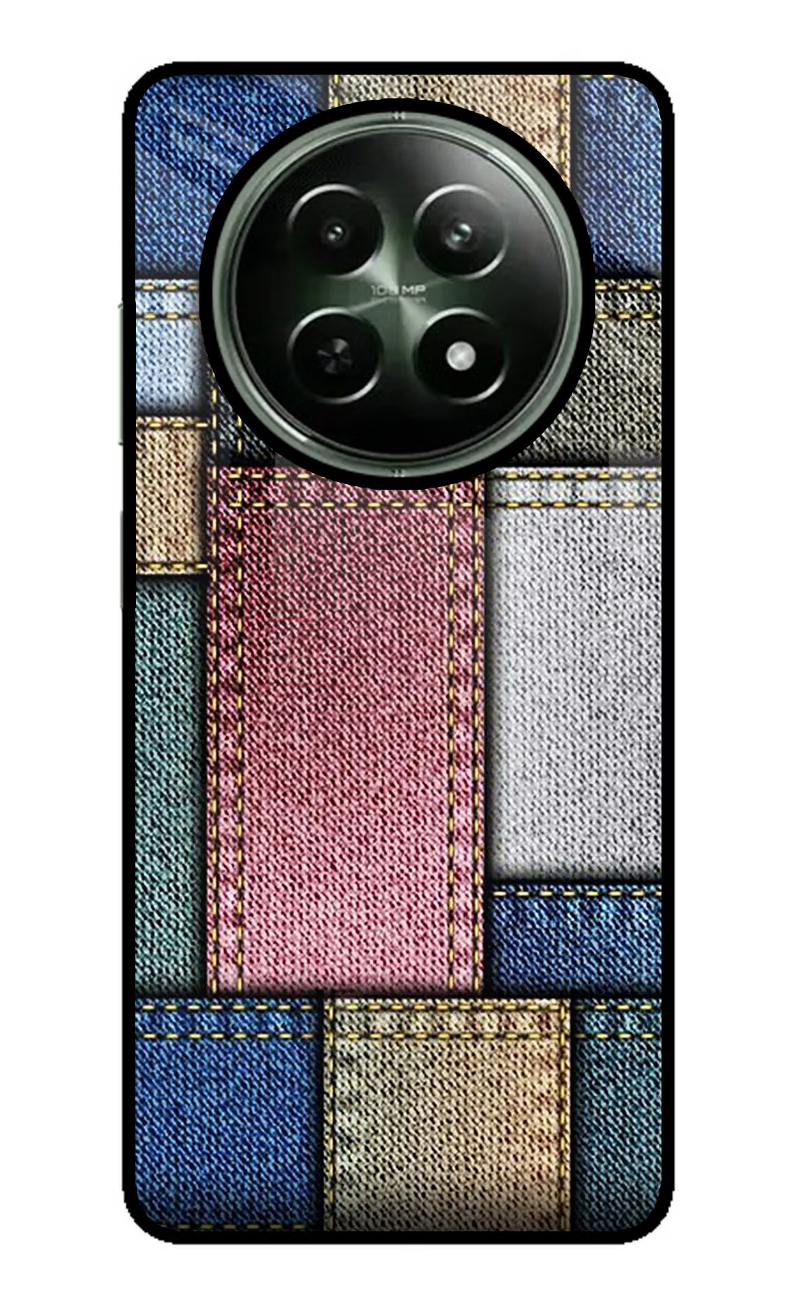 Multicolor Jeans Realme 12 5G Glass Case Back Cover by Casekaro