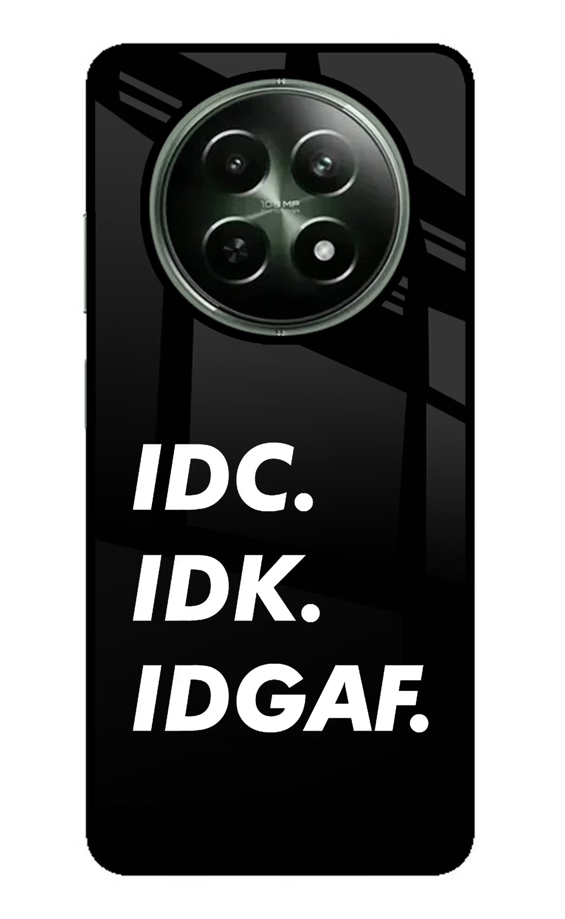 Idc Idk Idgaf Realme 12 5G Glass Case Back Cover by Casekaro