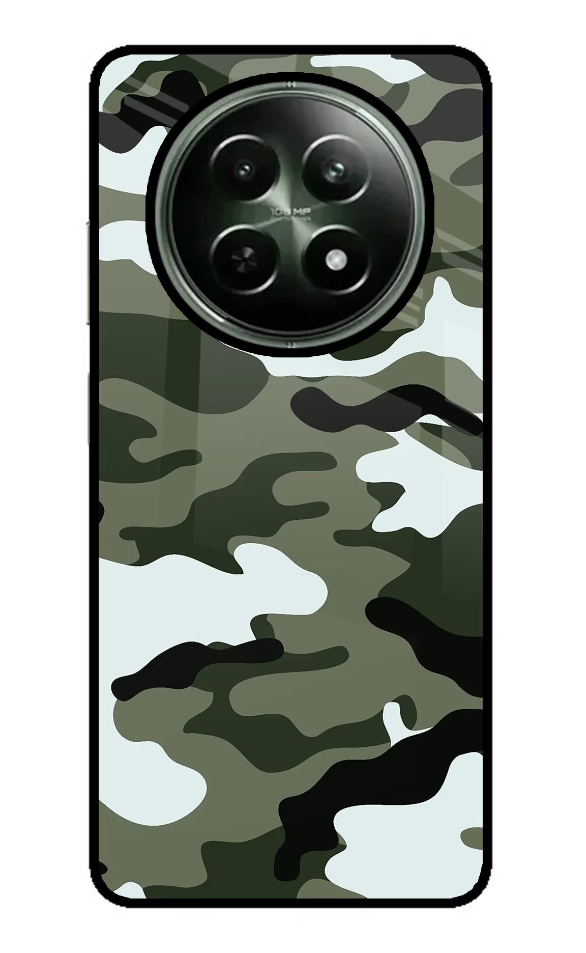 Camouflage Realme 12 5G Glass Case Back Cover by Casekaro