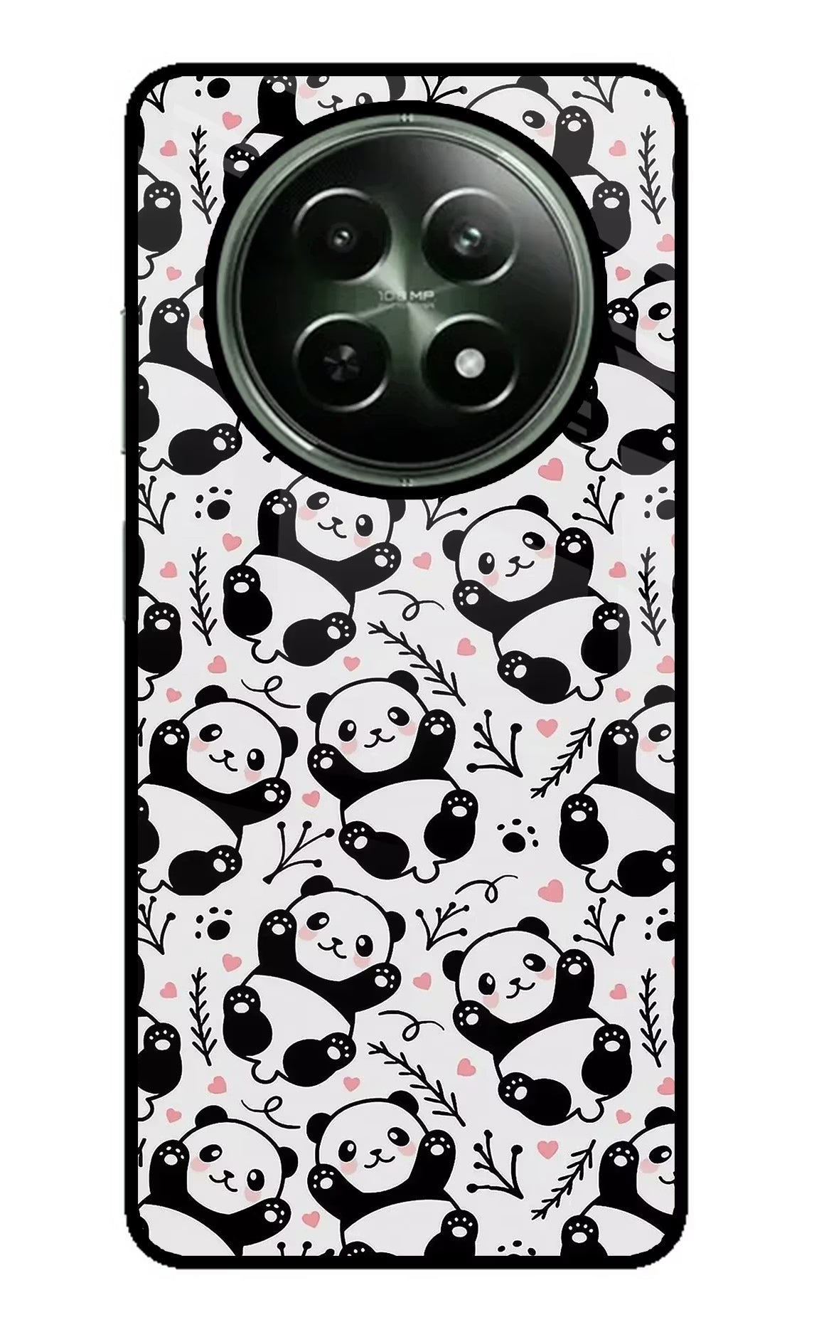 Cute Panda Realme 12 5G Glass Case Back Cover by Casekaro