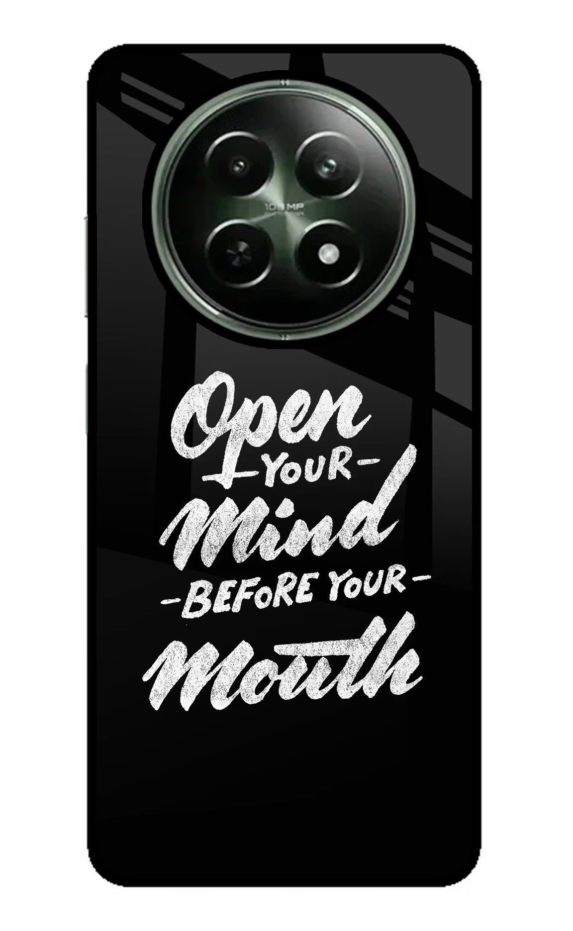 Open Your Mind Before Your Mouth Realme 12 5G Glass Case Back Cover by Casekaro