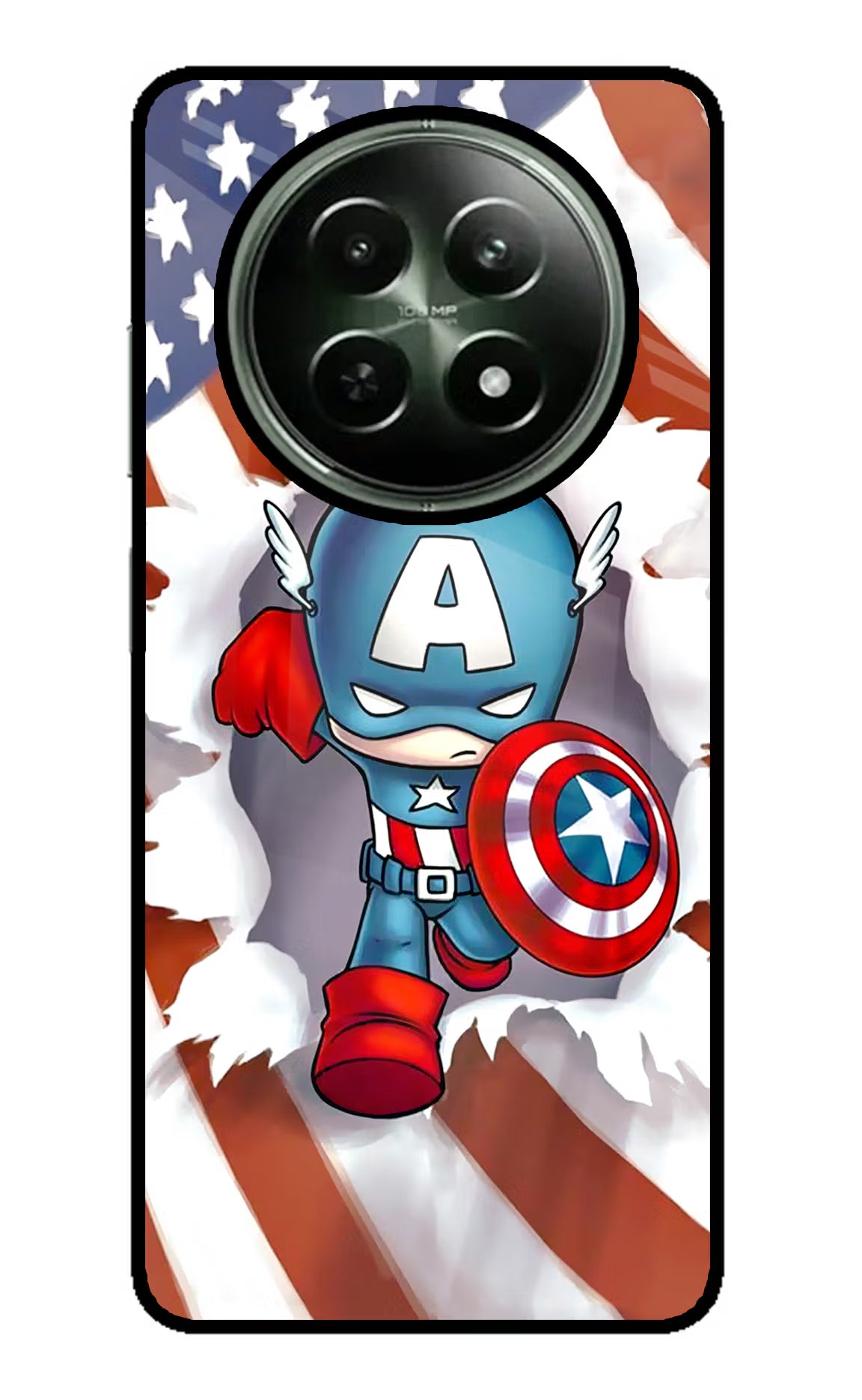 Captain America Realme 12 5G Glass Case Back Cover by Casekaro