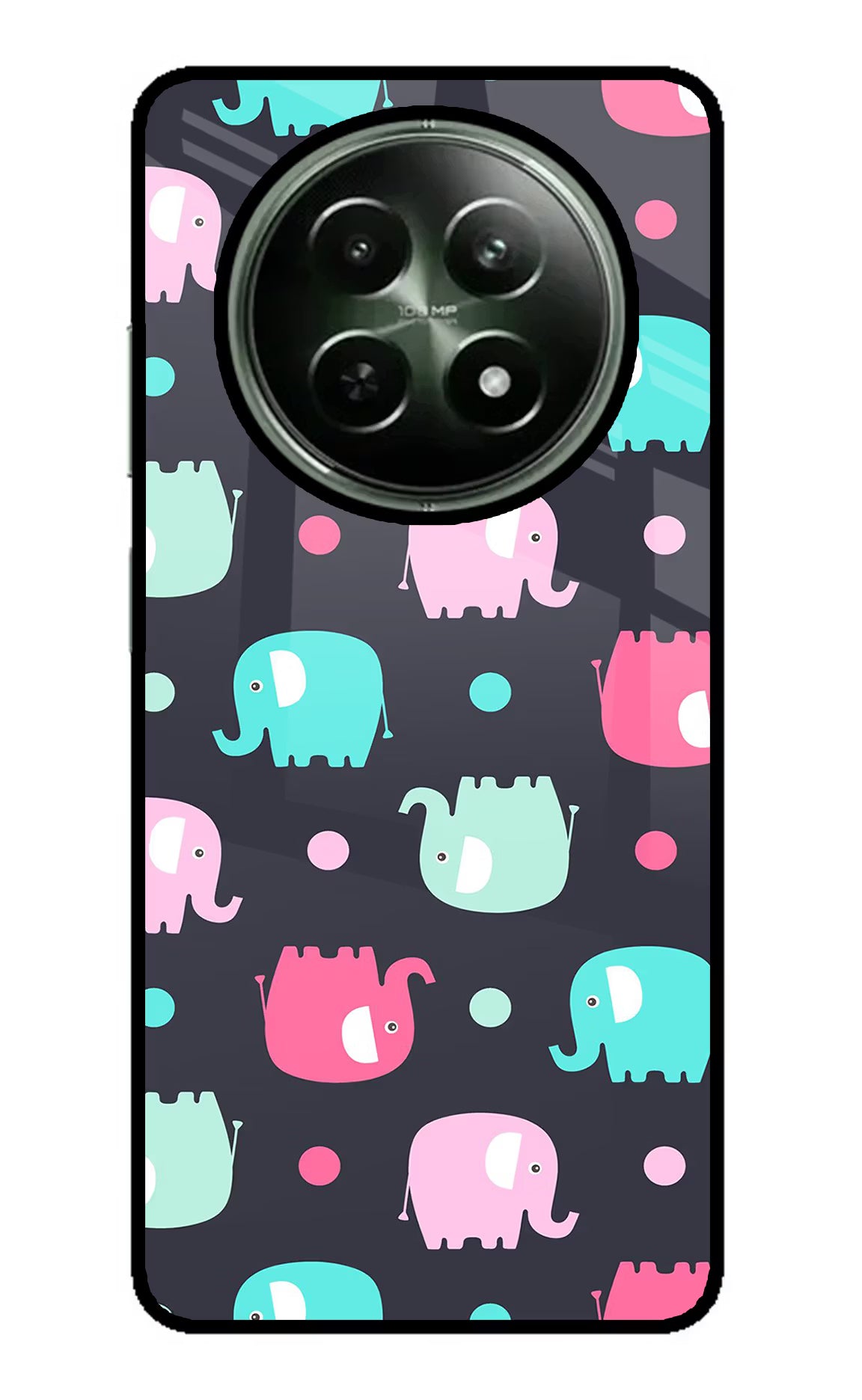 Elephants Realme 12 5G Glass Case Back Cover by Casekaro