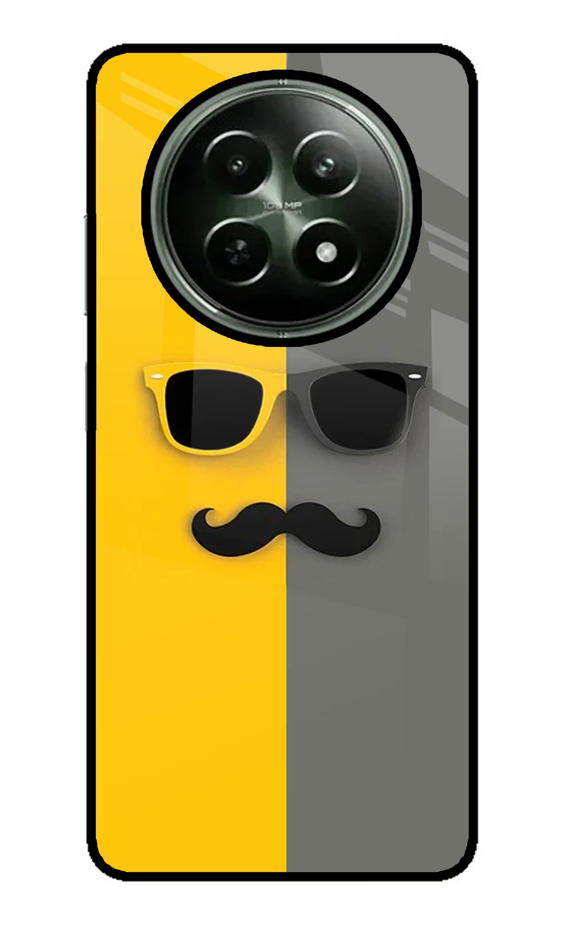 Sunglasses with Mustache Realme 12 5G Glass Case Back Cover by Casekaro