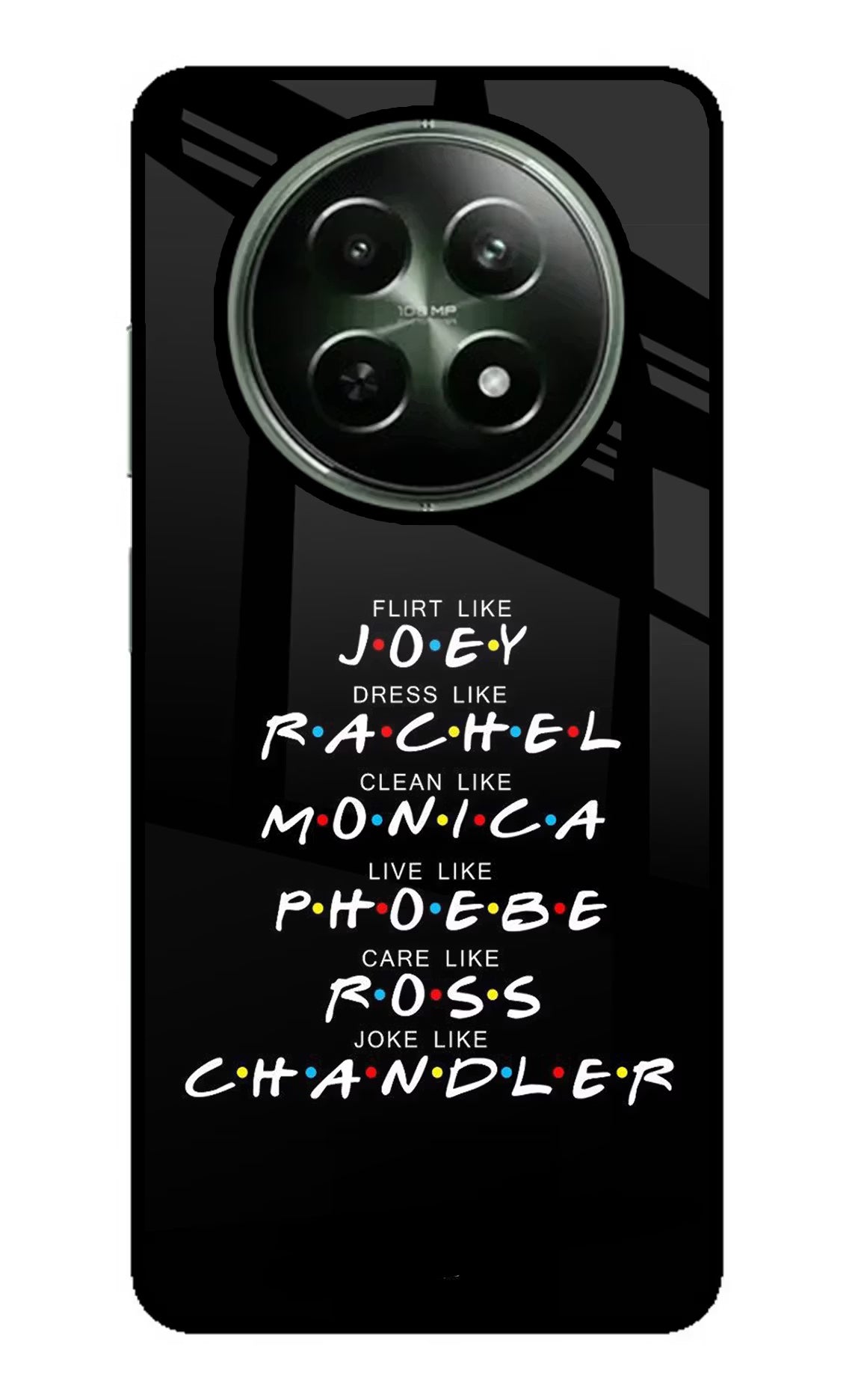 FRIENDS Character Realme 12 5G Glass Case Back Cover by Casekaro