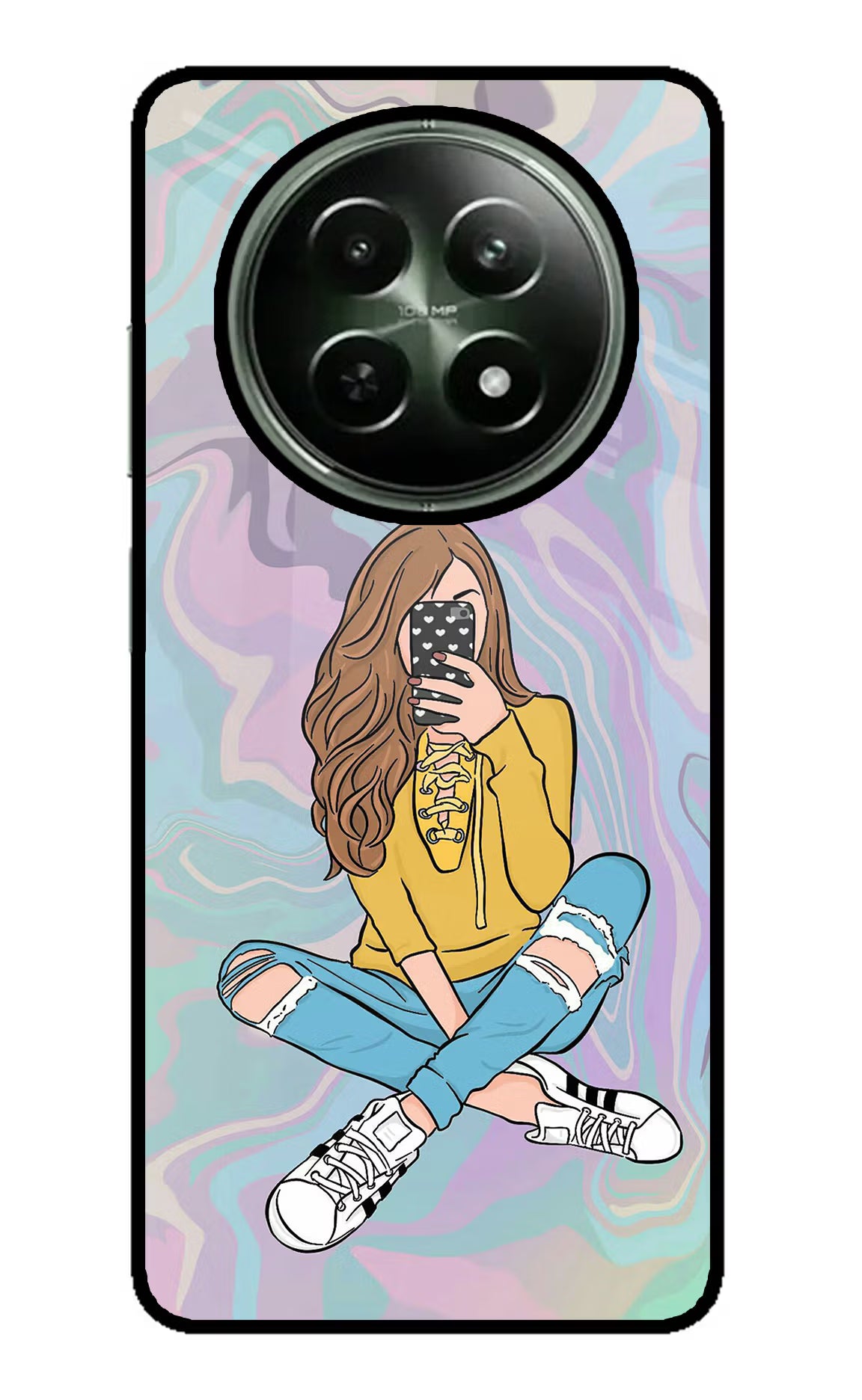 Selfie Girl Realme 12 5G Glass Case Back Cover by Casekaro