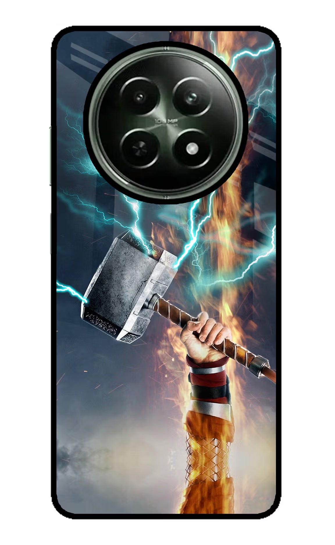 Thor Hammer Mjolnir Realme 12 5G Glass Case Back Cover by Casekaro