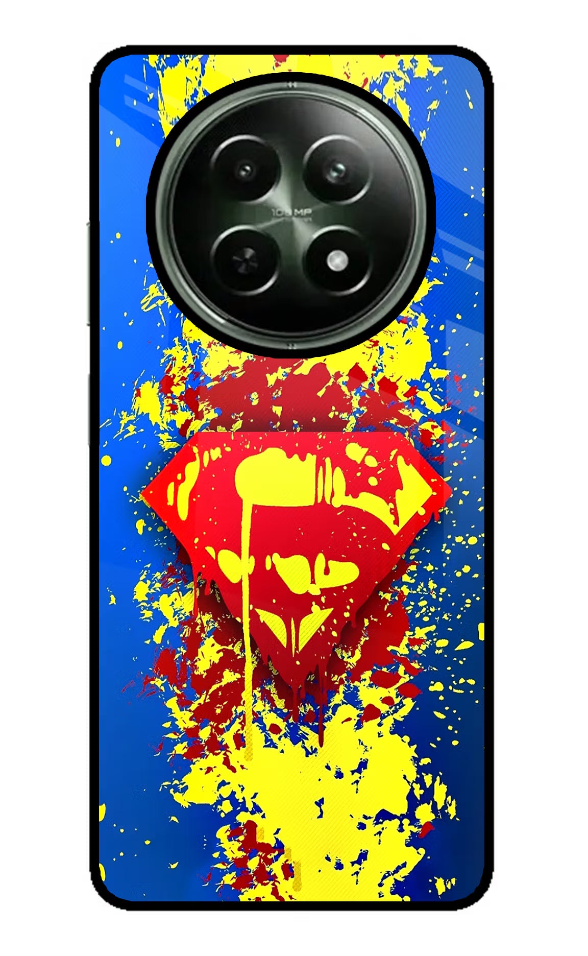 Superman logo Realme 12 5G Glass Case Back Cover by Casekaro