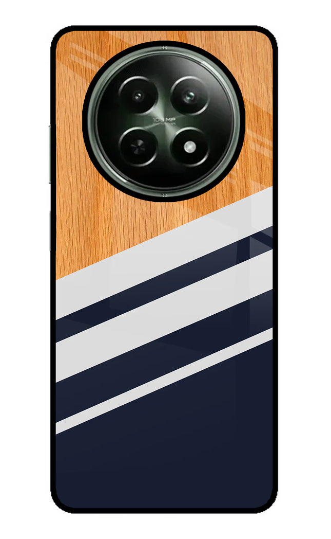 Blue and white wooden Realme 12 5G Glass Case