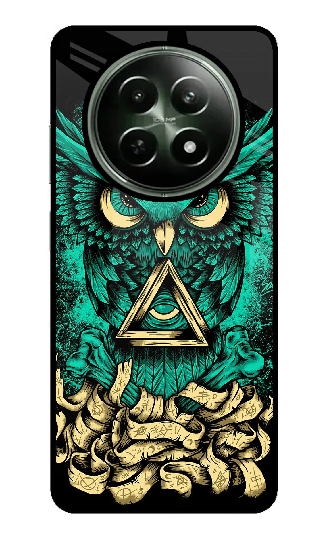 Green Owl Realme 12 5G Glass Case Back Cover by Casekaro