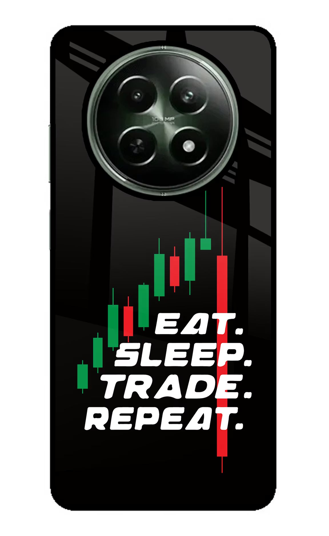 Eat Sleep Trade Repeat Realme 12 5G Glass Case Back Cover by Casekaro