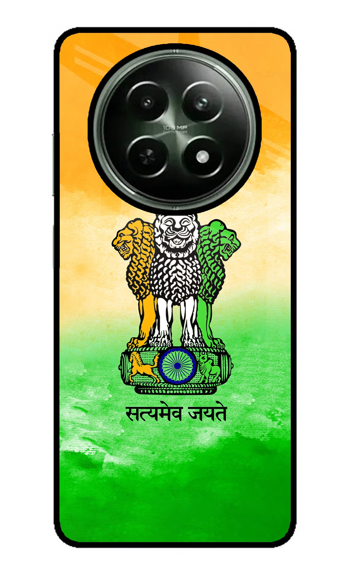 Satyamev Jayate Flag Realme 12 5G Glass Case Back Cover by Casekaro