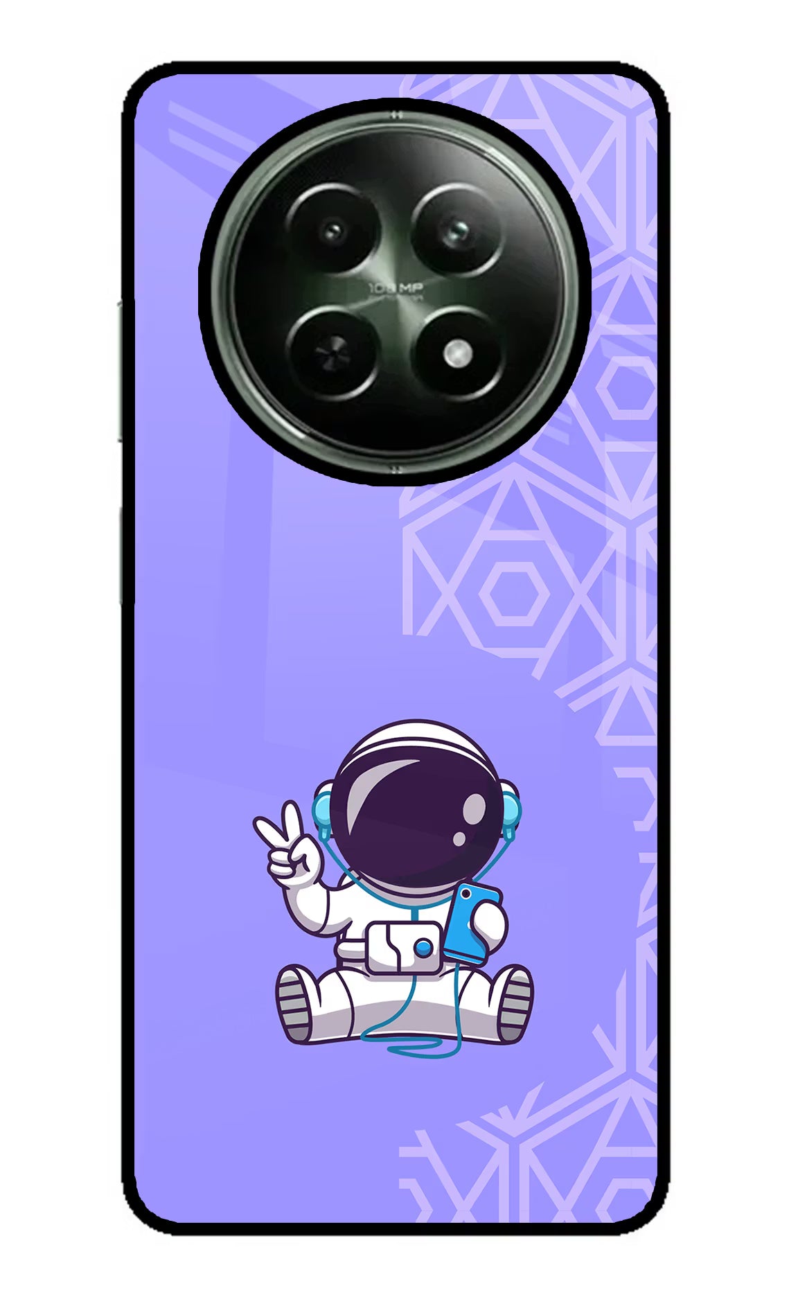Cute Astronaut Chilling Realme 12 5G Glass Case Back Cover by Casekaro