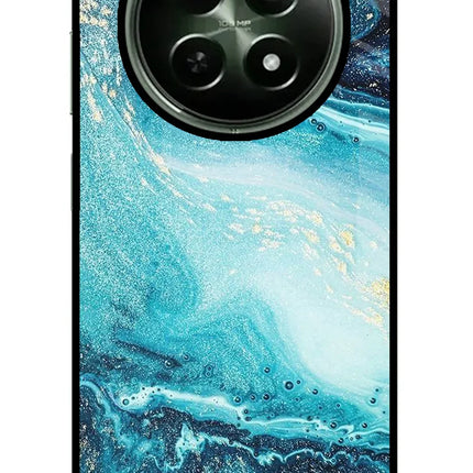 Blue Glitter Marble Realme 12 5G Glass Case