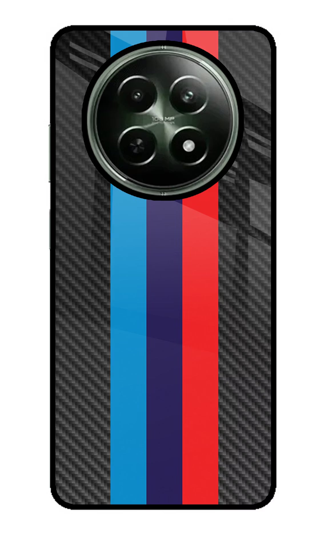 BMW Stripes Pattern Realme 12 5G Glass Case Back Cover by Casekaro