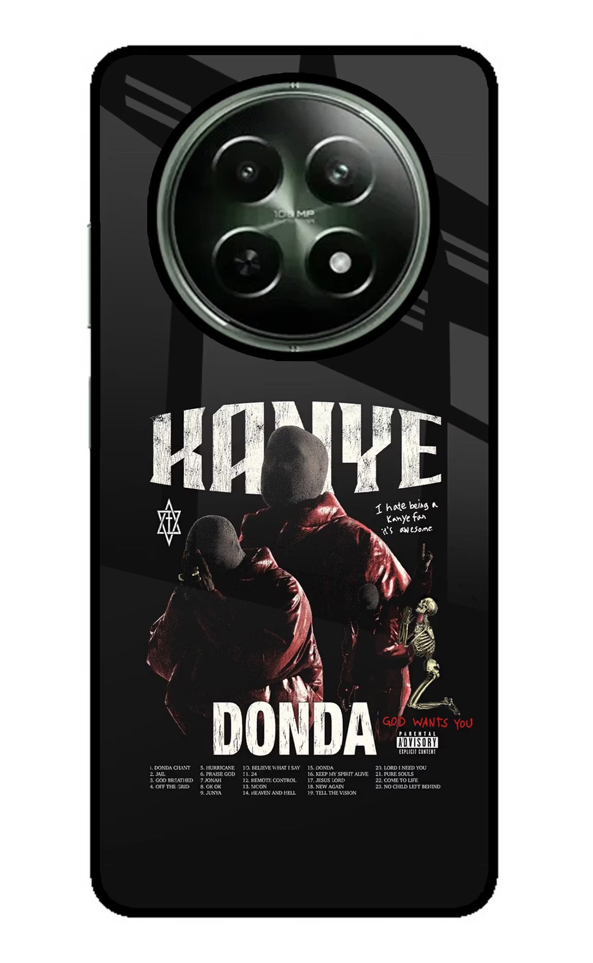 Donda Kanye West Realme 12 5G Glass Case Back Cover by Casekaro