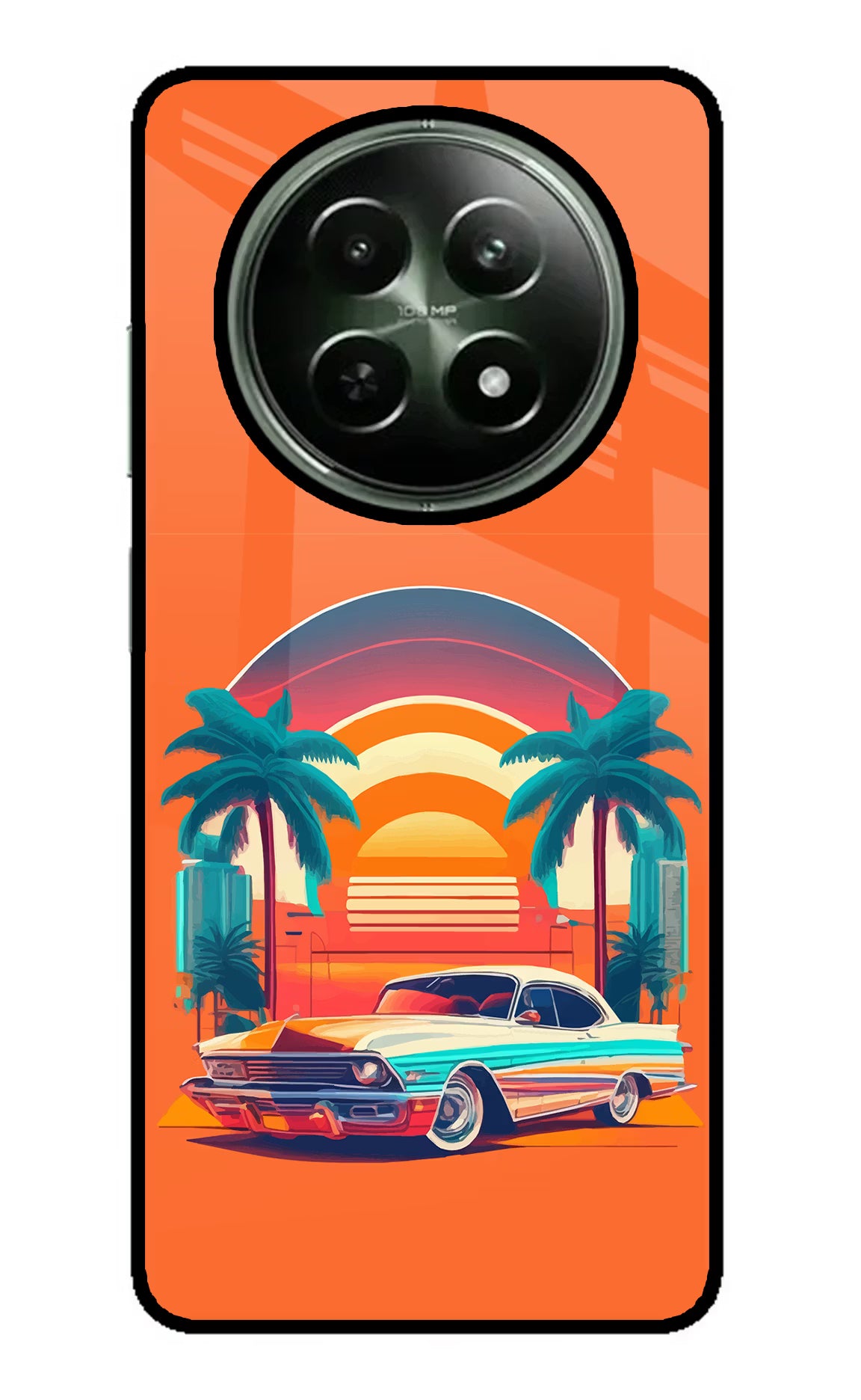 Palm Drive 80s Realme 12 5G Glass Case Back Cover by Casekaro