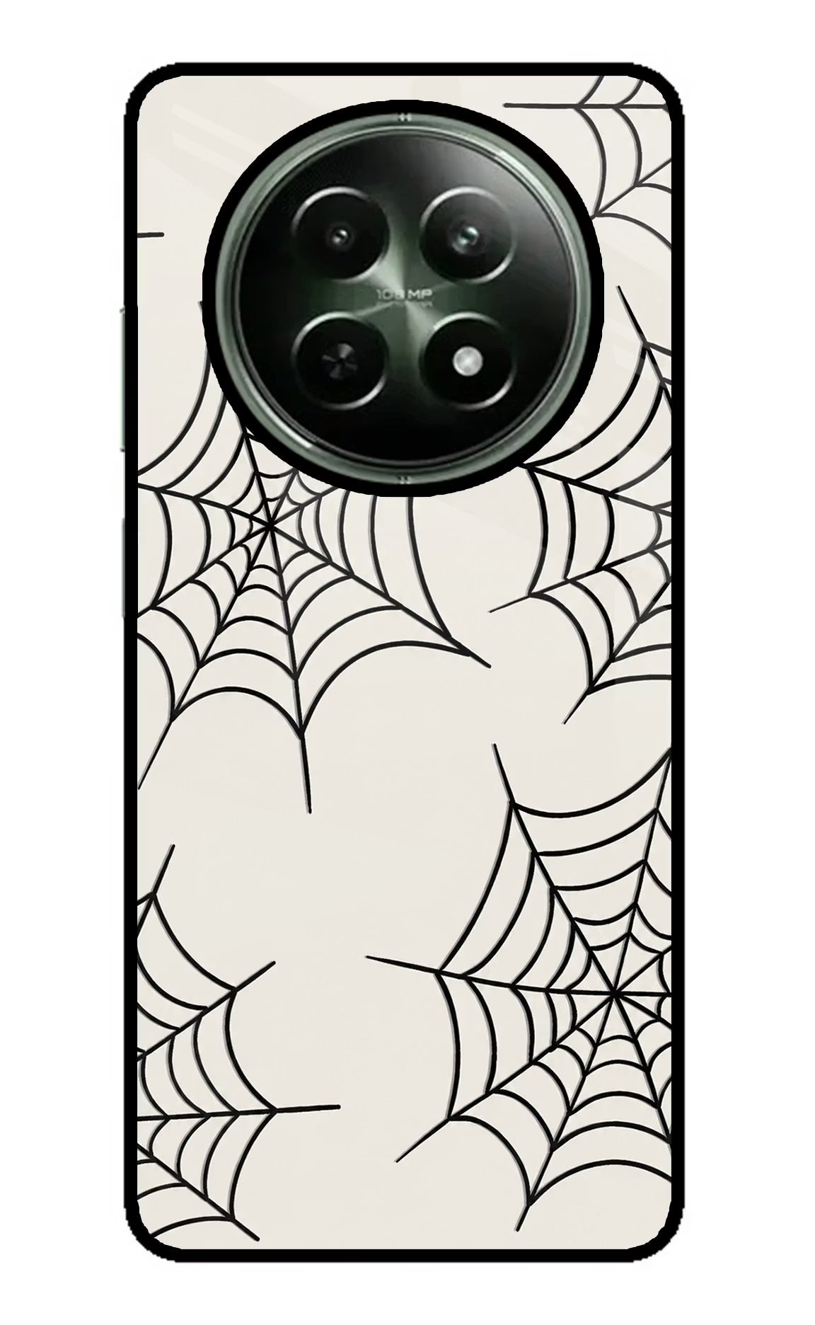 Spider Web Realme 12 5G Glass Case Back Cover by Casekaro