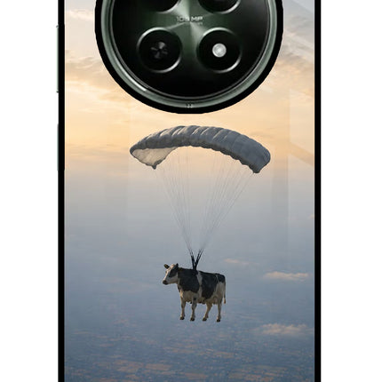 Skydiving Cow Realme 12 5G Glass Case