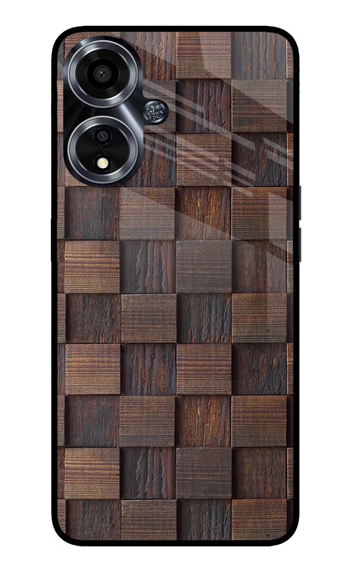 Wooden Cube Design Oppo A59 5G Glass Case