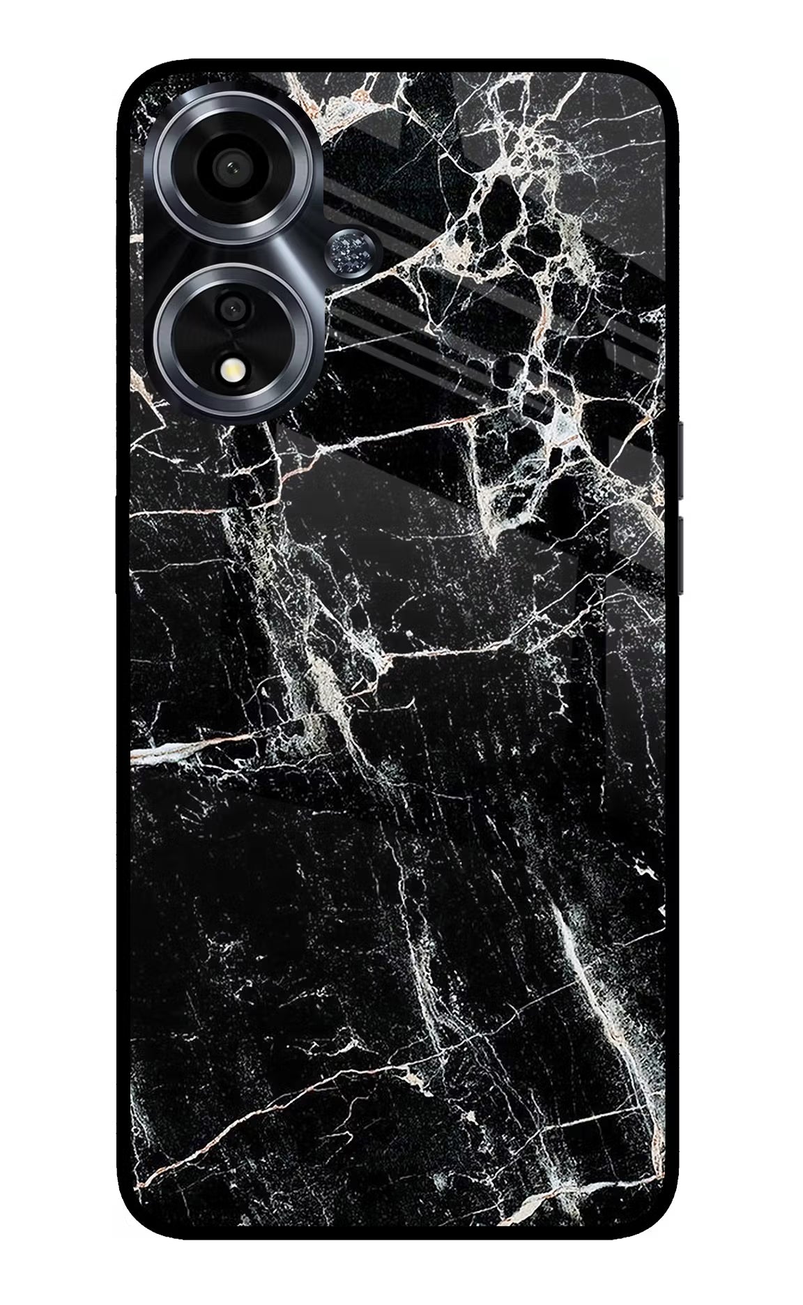 Black Marble Texture Oppo A59 5G Glass Case Back Cover by Casekaro