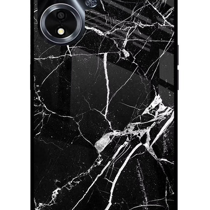 Black Marble Pattern Oppo A59 5G Glass Case Back Cover by Casekaro