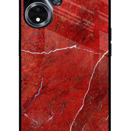 Red Marble Design Oppo A59 5G Glass Case Back Cover by Casekaro