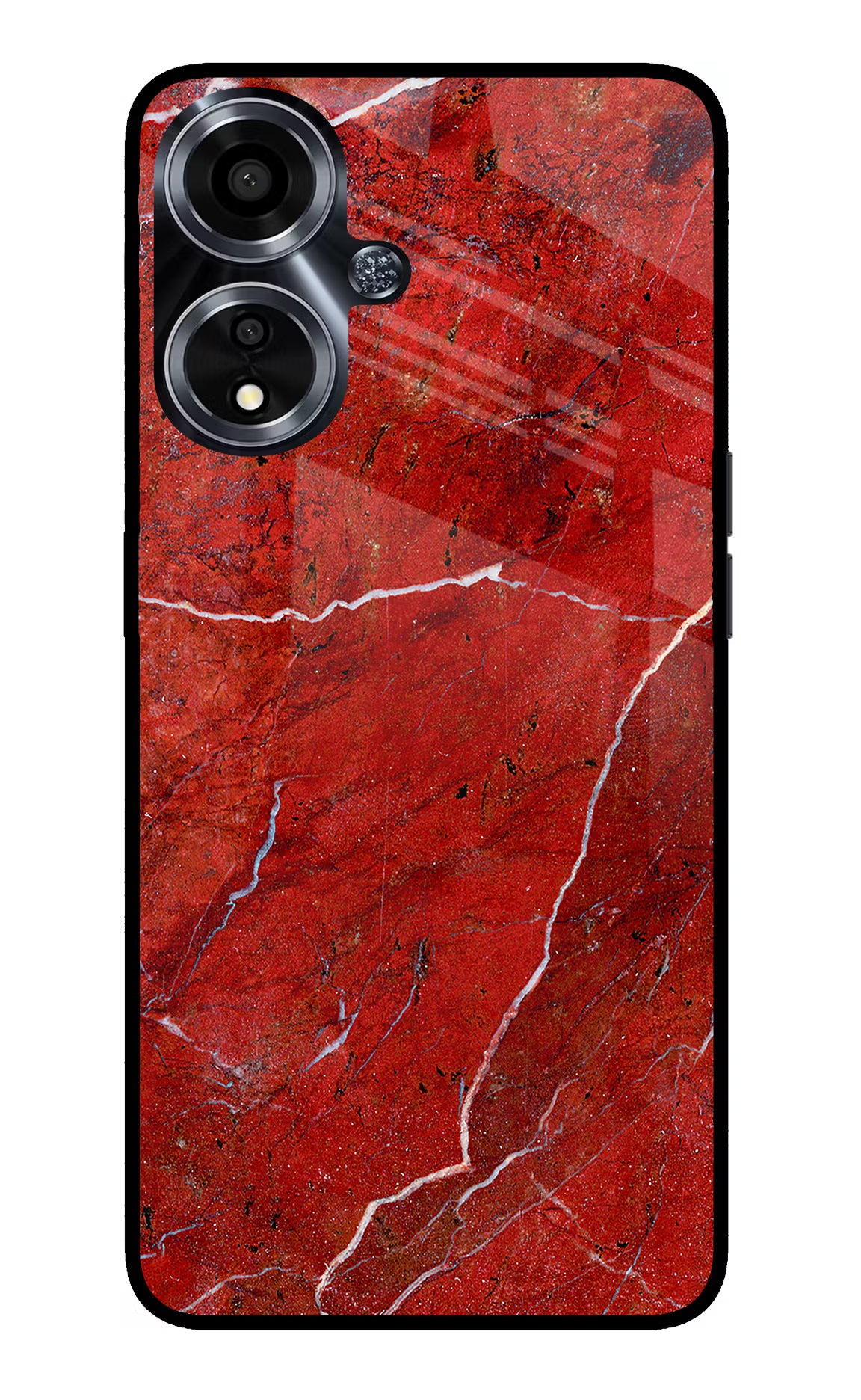 Red Marble Design Oppo A59 5G Glass Case Back Cover by Casekaro