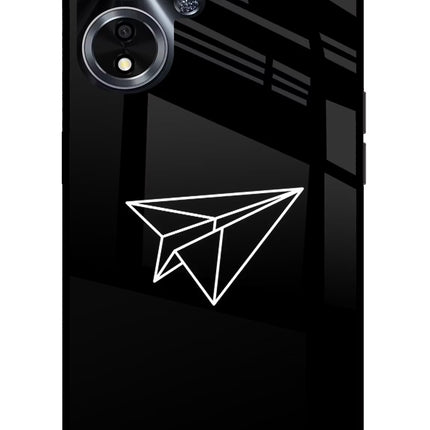 Paper Plane White Oppo A59 5G Glass Case Back Cover by Casekaro