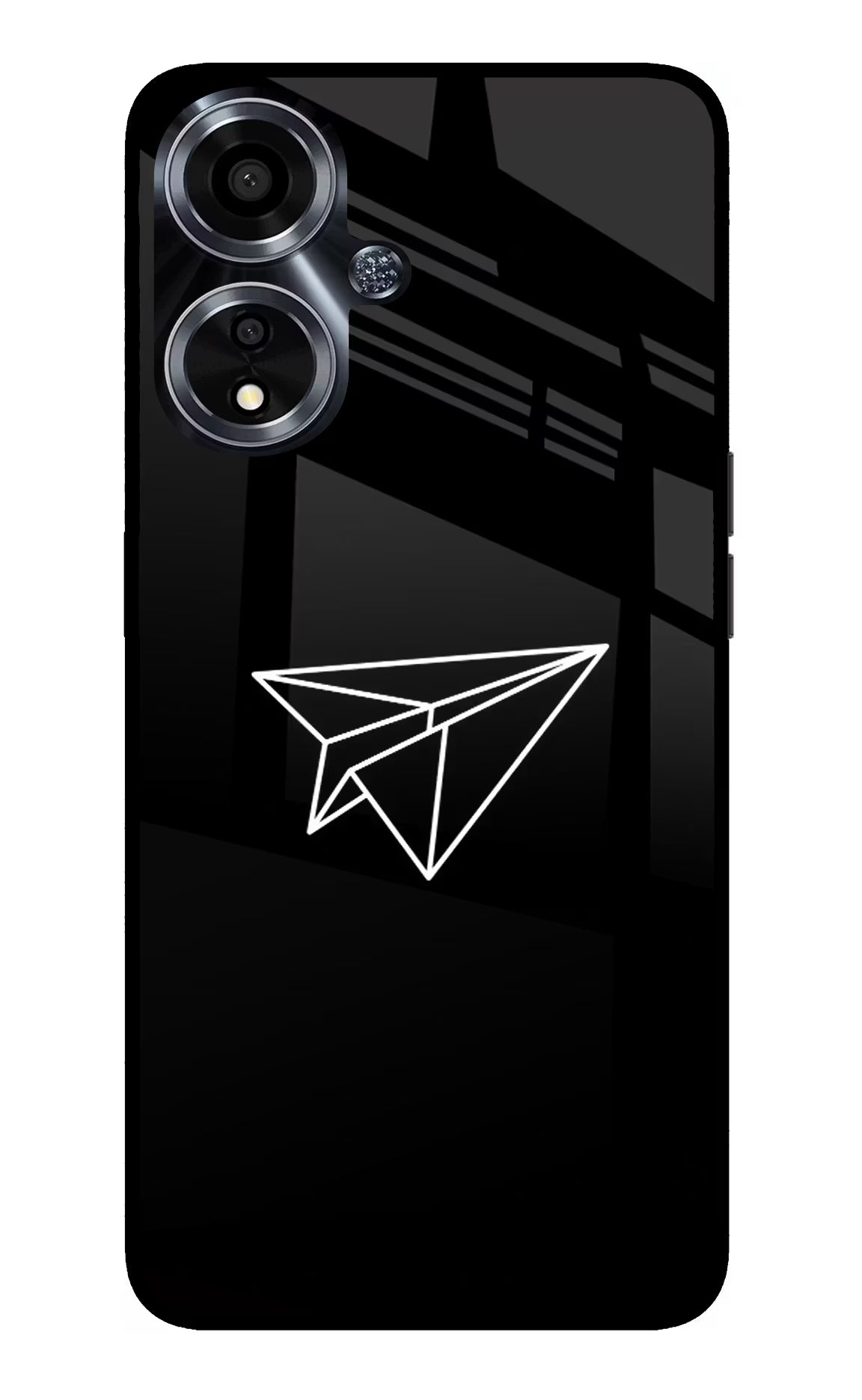 Paper Plane White Oppo A59 5G Glass Case Back Cover by Casekaro